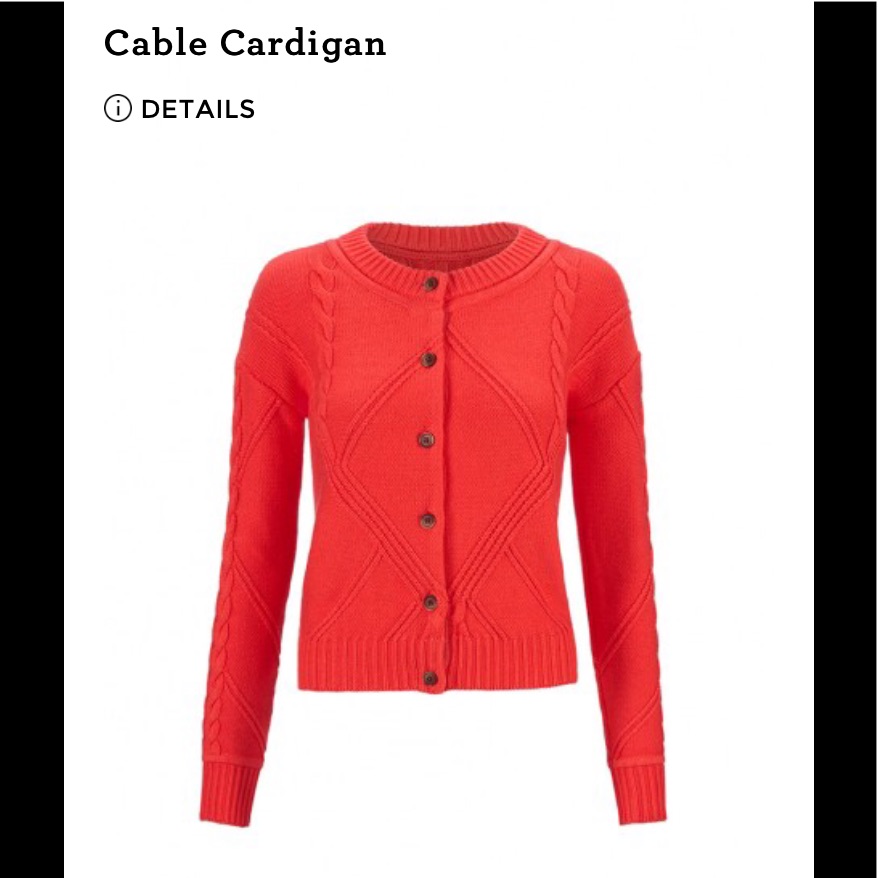 Nwot, Cabi Cable Cardigan. Size M. Reddish Orange Color.